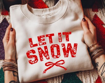 Christmas PNG: Let It Snow Distressed Holiday Sublimation Design (Digital Download)