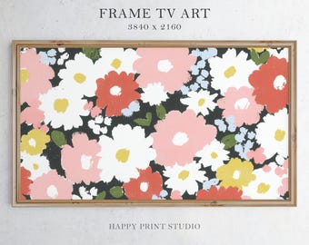 Bloemen lente frame tv-kunst: abstract wilde bloemenontwerp (digitale download)