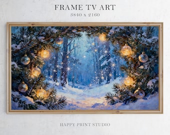 Christmas Frame TV Art, Winter Forest Scene (Digital Download)