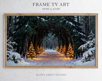 Vintage Christmas Frame TV Art, Winter Forest (Digital Download)