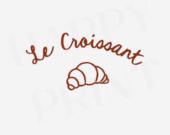 La Croissant SVG PNG: Whimsical Foodie Clipart (Digital Download for Sublimation Art) Doodle Art