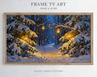 Christmas Frame TV Art, Winter Forest Scene (Digital Download)