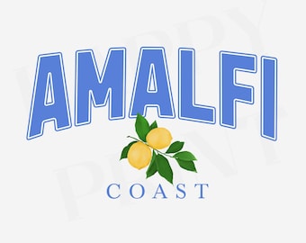 Amalfikusten PNG: Citrongrafik, Italiens sommarclipart (digital nedladdning