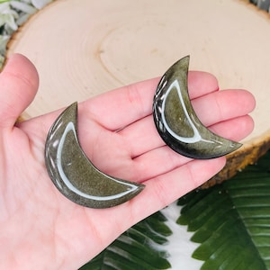 Gold Sheen Obsidian Crescent Moon