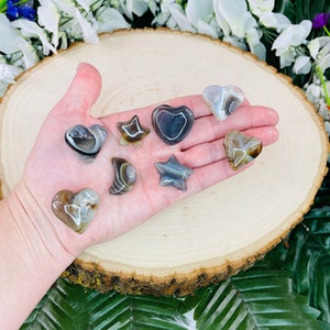 Botswana Agate Carving | Pocket Stone | Bra Stone | Heart | Star | Moon