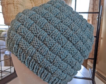 Basketweave Hat Knitting Pattern