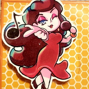 Singing Mayor Sticker/ Video Game/ Rotes Kleid