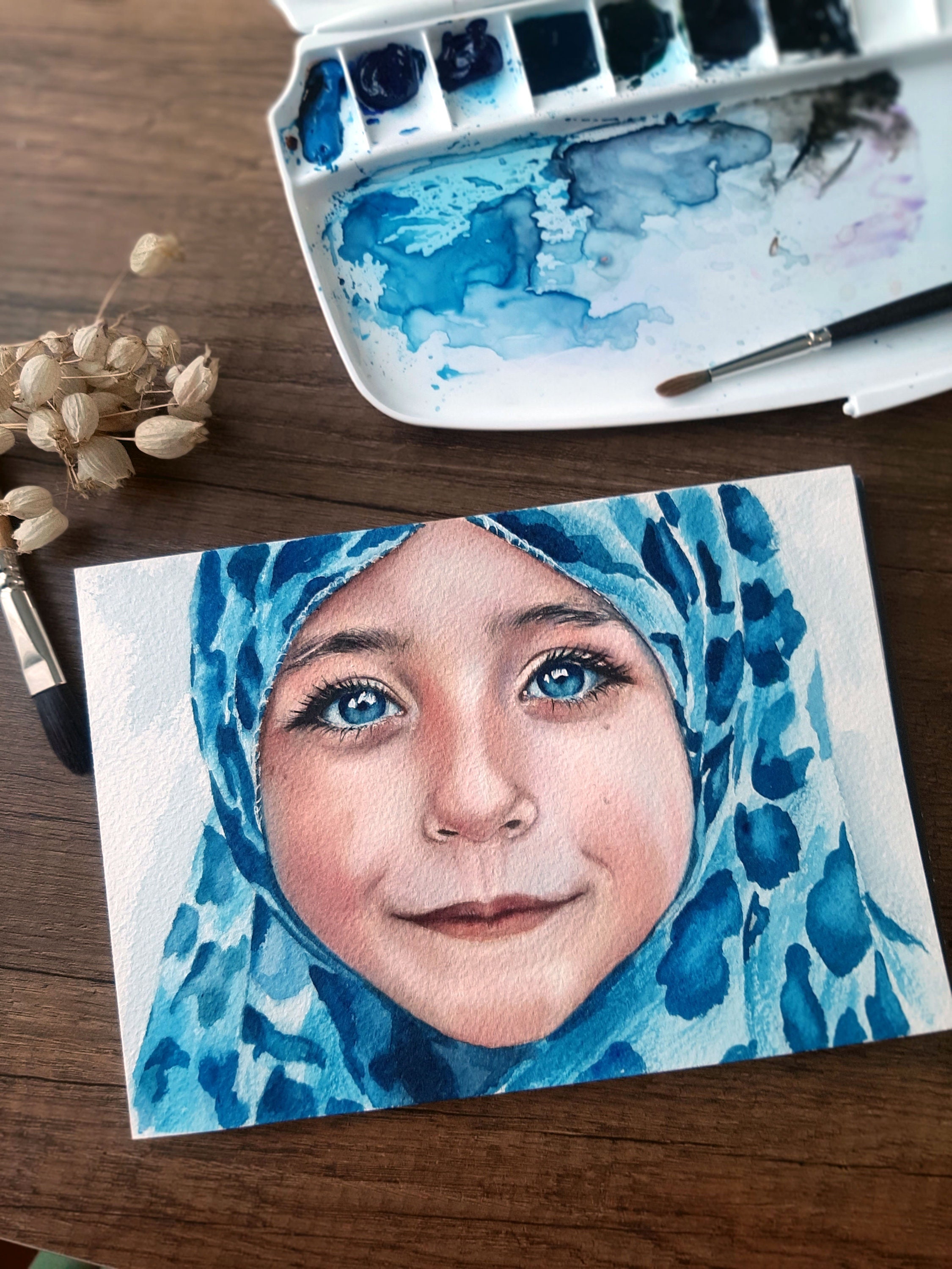 Personalized Original Watercolor Portrait From Photo Custom