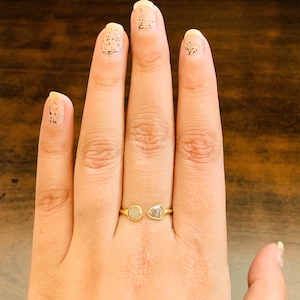 Silver Natural Uncut Polki Diamond Minimal Ring- Polki Band Ring- Polki Diamond Ring- Silver Diamond Ring- Natural Diamond Ring