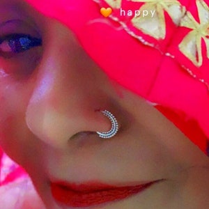 High quality Sterling Silver indian nose ring: -Indian Thin Small Nose Hoop-Rajasthani Nose jewellery- Indian nose Ring- Seamless Nose hoop