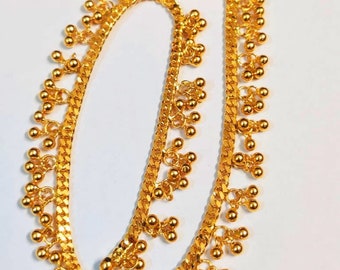 22kSolid Yellow Gold Anklet-Indian Gold Payal-Real Gold Anklet-Gold Payal-Royal Gold Anklet Payal-Wedding Gift-Shiny Real Solid Gold Anklet