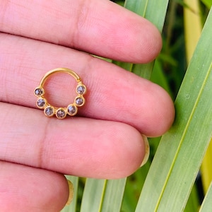 18k Gold High Diamond Nose ring-Rose Cut Diamond Nose ring- Solid Gold Diamond Nose ring-  Diamond Gold Nose Ring- Premium Gold Nose Ring