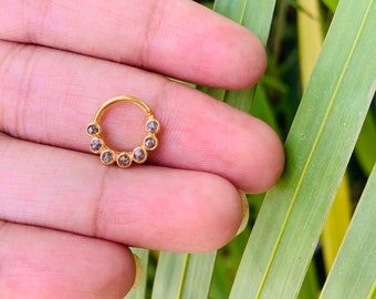 18k Gold High Diamond Nose ring-Rose Cut Diamond Nose ring- Solid Gold Diamond Nose ring-  Diamond Gold Nose Ring- Premium Gold Nose Ring
