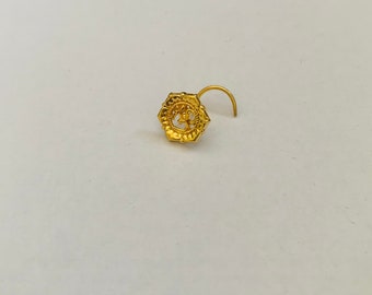 22k Gold Nase Stud-OM Gott indische Nase pin- Nostril Stud-Gold Nase hoop-Rajasthani Gold Nose Stud-Gold Nase Ring-Gold Nase Pin