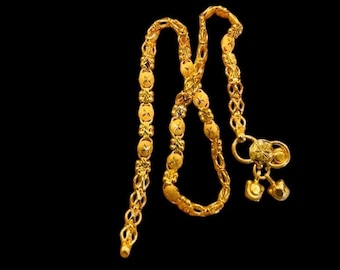 22kSolid Yellow Gold Anklet-Indian Gold Payal-Real Gold Anklet-Gold Payal-Royal Gold Anklet Payal-Wedding Gift-Shiny Real Solid Gold Anklet