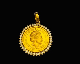 22kGold Antique Vintage Pendant-Gold Coin Pendant-Vintage Real Old Gold pendant-Genuine Antique Gold Coin Pendant-Early Age Coin Pendant