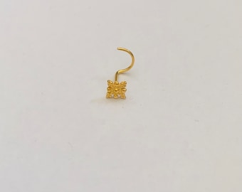 22k Gold Nase Bolzen-Gold indischer Nasenstift-Nostril Stud-Gold Nase Hoop-Rajasthani Gold Nose Stud-Tiny Solid Gold Nasenring-Gold Nase Pin