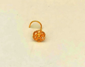 22k Gold Nase Bolzen-Gold indischer Nasenstift-Nostril Stud-Gold Nase Hoop-Rajasthani Gold Nose Stud-Tiny Solid Gold Nasenring-Gold Nase Pin