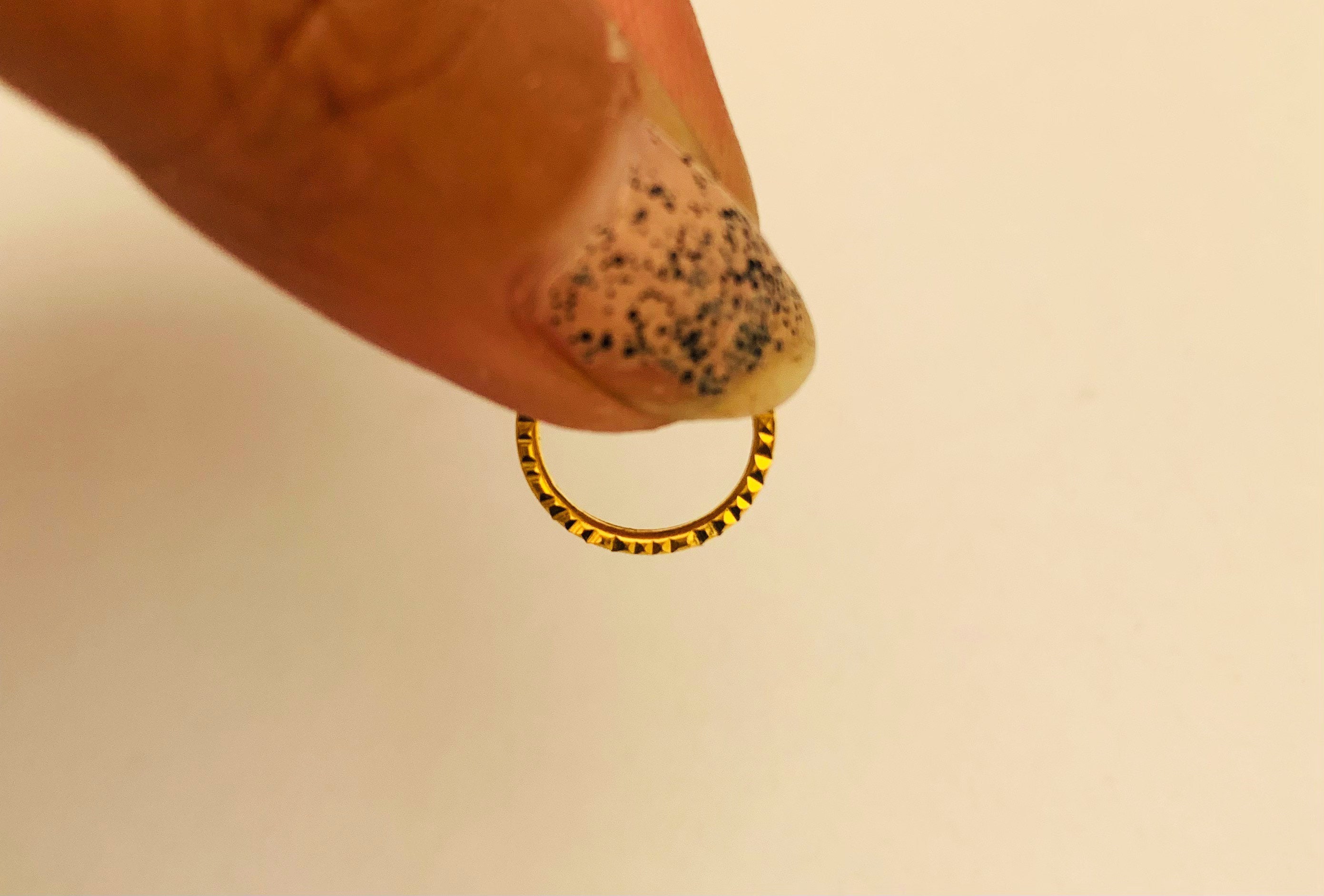 22k Gold Diamond Cut Nose Ring Gold Nose Hoop Gold Nostril Etsy