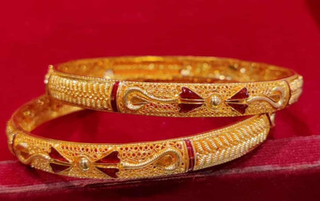 22k Solid Gold Indian Bangle Setgold Banglerajasthani Gold Bangle