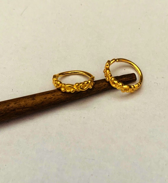 Stylish Gold Plated Dangle Indian Handmade Nose ring White CZ Twisted –  Karizma Jewels