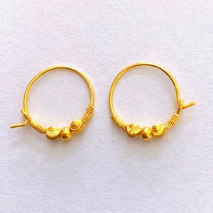 22k Gold hoops, Carved Gold Earring, Solid Carved Gold Hoops, Tiny Gold Hoops, Classic Gold Hoops, Indian Gold Hoops, Rajasthani Gold Hoop