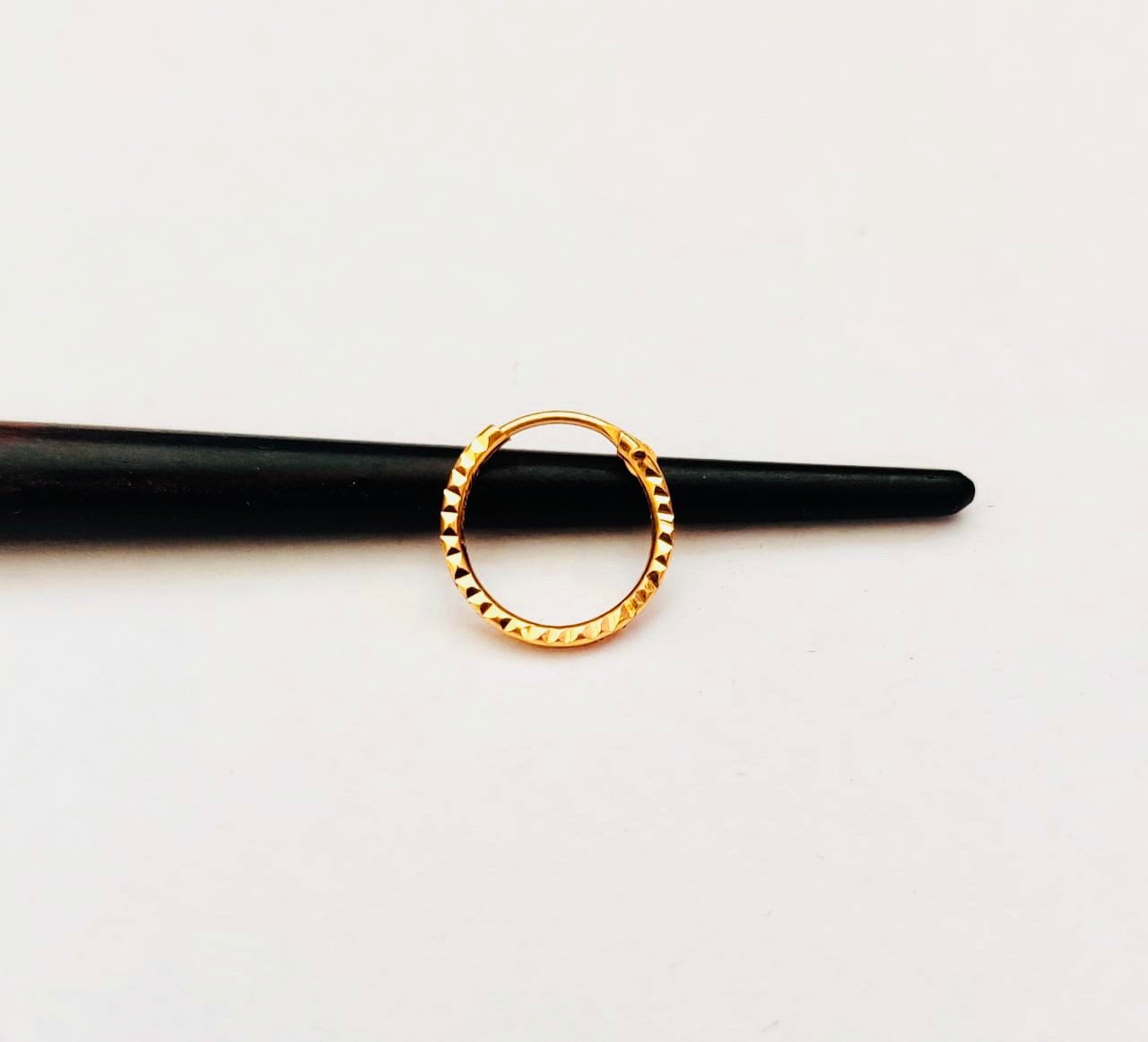 22k Gold Diamond Cut Nose Ring Gold Nose Hoop Gold Nostril Etsy