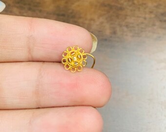 22k Gold Nase Bolzen-Gold indischer Nasenstift-Nostril Stud-Gold Nase Hoop-Rajasthani Gold Nose Stud-Tiny Solid Gold Nasenring-Gold Nase Pin