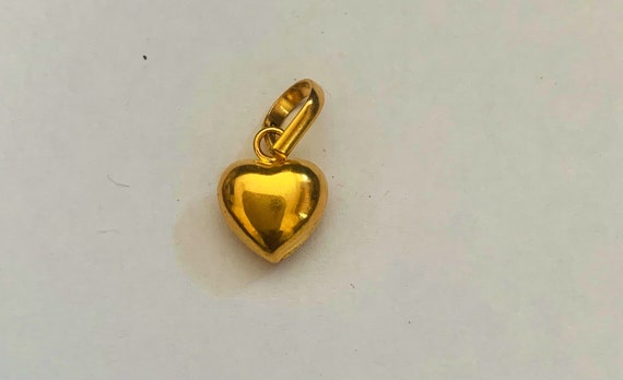 22k Gold Heart Pendant-heart Puff Pendant-solid Gold 