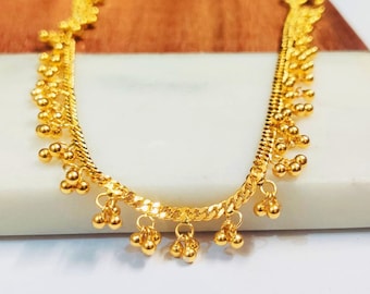 22kSolid Yellow Gold Anklet-Indian Gold Payal-Real Gold Anklet-Gold Payal-Royal Gold Anklet Payal-Wedding Gift-Shiny Real Solid Gold Anklet