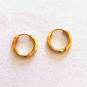 22k Solid Gold Tiny hoops- Tragus Solid Gold hoop- Cartilage Hoop- Conch Gold Hoop- Tiny Huggie Hoop- Small Gold hoop
