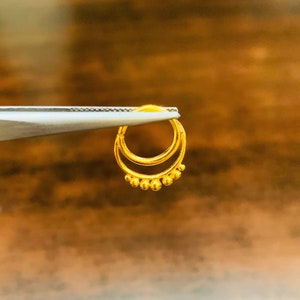18k Gold Nose Ring- Solid Gold Nose Ring- Indian Nose Ring- Rajasthani Gold Nose Ring- Tribal Gold Nose Ring- Ethnic Gold Nose Hoop