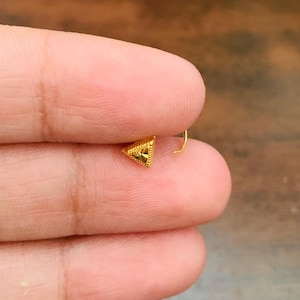22kGold Nose Stud-Solid Gold Indian Nose pin- Nostril Stud-Gold nose hoop-Rajasthani Gold Nose Stud-Solid gold nose ring-God Shiva Nose Stud
