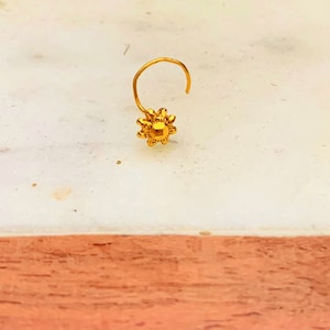 22k Gold Nose Stud-Solid Gold Indian Nose pin- Nostril Stud-Gold nose hoop-Rajasthani Gold Nose Stud-Tiny Solid gold nose ring-Gold nose Pin