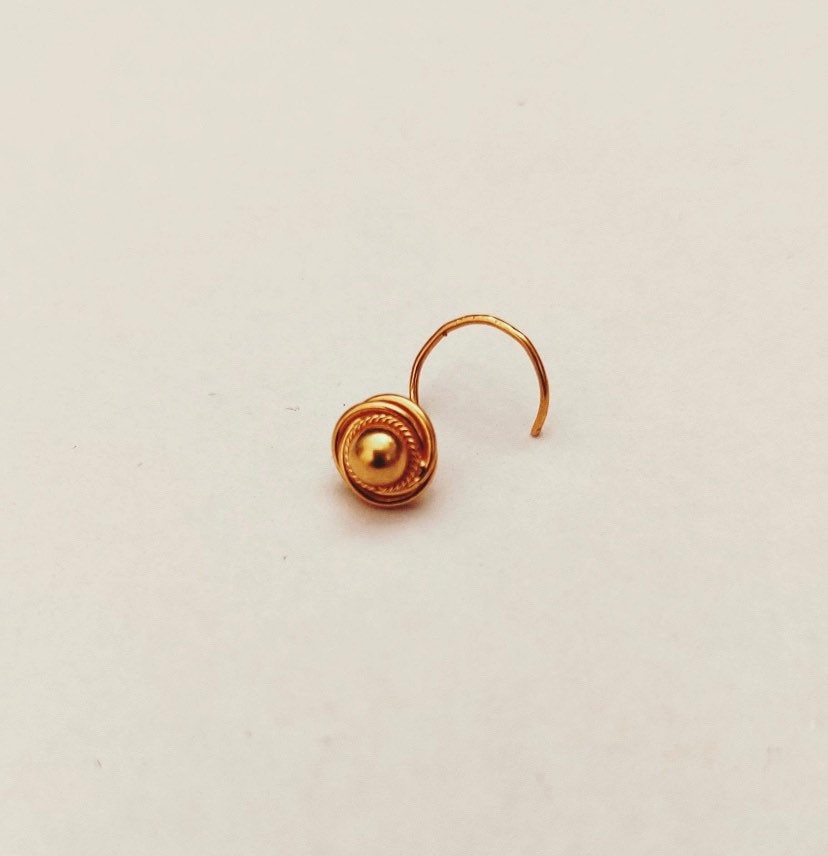 22k Gold Nose Pin - Solid Gold Nose pin - Nose Piercing stud - Solid Gold Nose Stud - Indian Nose Stud - Rajasthani Gold Nose Stud