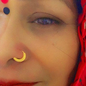 Gold nose ring, nose gold hoop , gold plated nose ring, Rajasthani nose ring, Indian nose gold ring, nose hoop, tribal nose ring