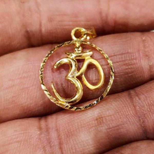 22k Gold Om Pendant Etsy