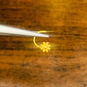 22kGold Nose Stud-Solid Gold Indian Nose pin- Nostril Stud-Gold nose hoop-Rajasthani Gold Nose Stud-Solid gold nose ring-God Shiva Nose Stud