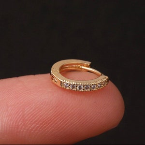 22k Gold Tiny hoops- Cartilage hoops- Solid Gold with AD hoops- Tiny Gold Hoops-Small Gold Hoop-Solid Real Gold hoop- Indian Gold Hoop