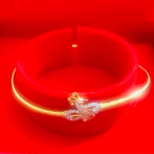 22k Gold Bangle Bracelet-22k Solid Gold Bangle-Indian Gold Bangle-Solid Gold Bangle with Diamonds-Real Gold Bangle-Charm Bangle Bracelets