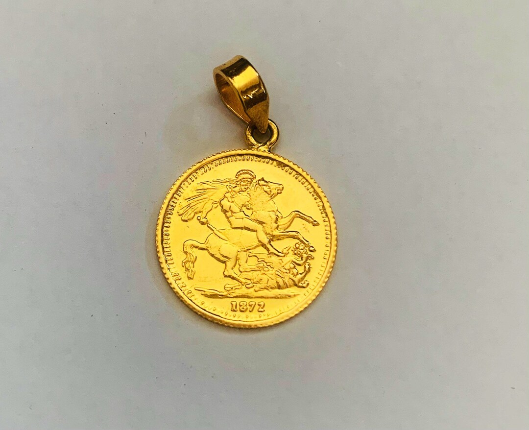 22k Gold Antique Vintage Pendant-solid Gold Coin Pendant-vintage Real ...