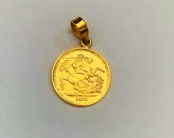 22k Gold Antique Vintage Pendant-Solid Gold Coin Pendant-Vintage Real Old Gold pendant-Genuine Antique Gold Coin Pendant- 90 Coin Pendant