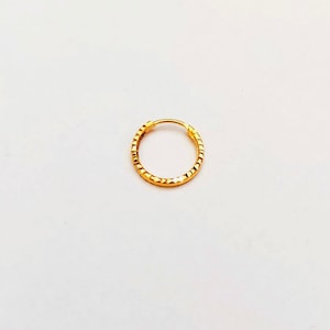 22k Gold Diamond cut Nose ring- Gold Nose Hoop- Gold Nostril- Solid Gold Nose ring- Indian Gold Nose ring-Rajasthani Gold Nose ring
