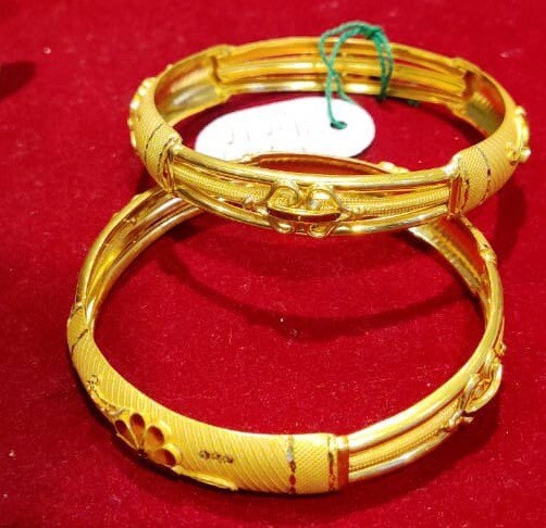 ２４金gpゴールド バングル 装飾的な彫刻 24金gpゴールド彫刻デザインバングル