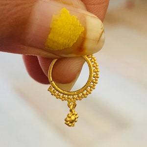 Gold nose ring, nose gold hoop , gold plated nose ring, nose ring, Indian nose gold ring, nose hoop, tribal nose ring,
