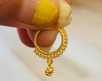 Gold nose ring, nose gold hoop , gold plated nose ring, nose ring, Indian nose gold ring, nose hoop, tribal nose ring,