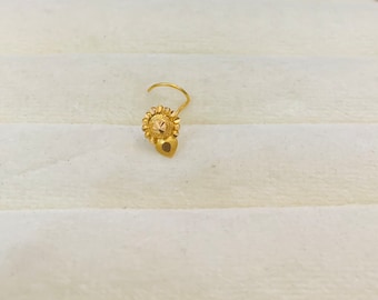 22k Gold Nase Bolzen-Gold indischer Nasenstift-Nostril Stud-Gold Nase Hoop-Rajasthani Gold Nose Stud-Tiny Solid Gold Nasenring-Gold Nase Pin