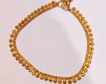 22k Solid Gold Anklet- Banjara Gold Anklet-Payal Anklet-Indian Gold Anklet-Gold ball Anklet-Vintage Gold Anklet-Indian Gold Payal
