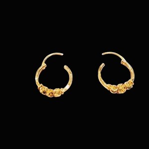 22k Solid Gold Handmade and Handcraftet Diamond Cut solid Gold Hoops- Solid gold hoops-Real Gold Earrings-Indian Gold Earrings-Gift for her