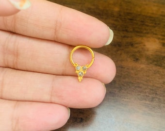 18k Gold High Diamond Nose ring-Rose Cut Diamond Nose ring- Solid Gold Diamond Nose ring-  Diamond Gold Nose Ring- Premium Gold Nose Ring